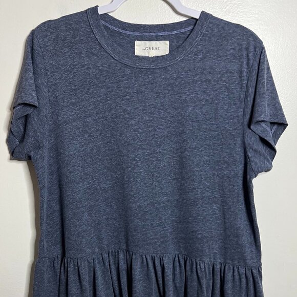 the GREAT Ruffled Peplum Tee Spacedye Blue Short Sleeve Top Size 2 Medium - Picture 1 of 5
